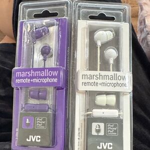 Marshmallow Earbuds with Microphone - Purple and White